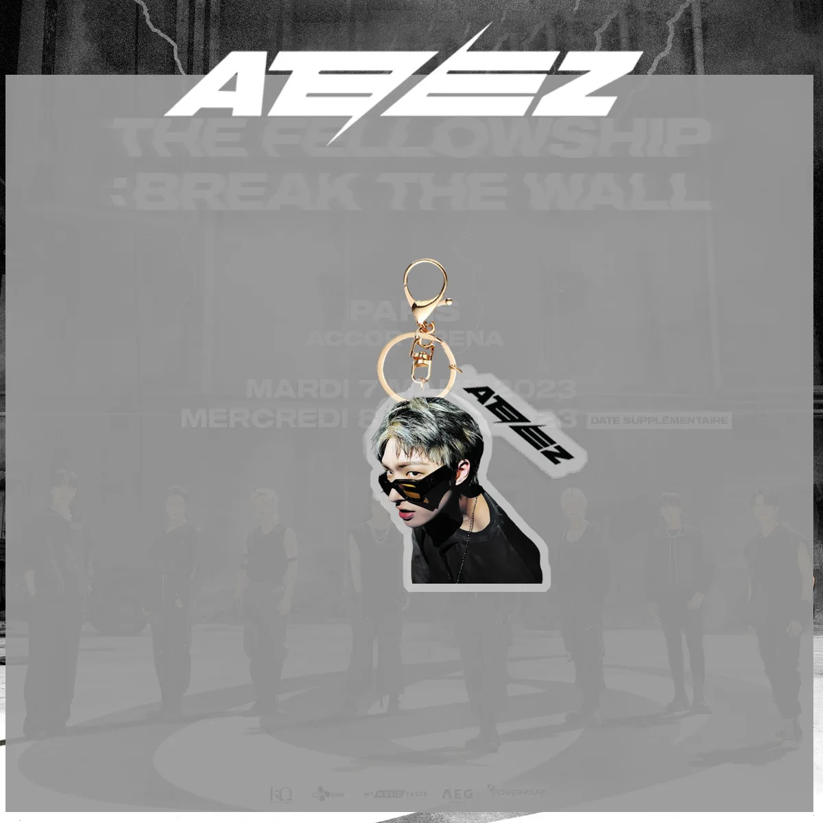 A ATEEZ 'Guerrilla' New Acrylic Keychain Gold Hong Zhong Ding Runhao Jewelry Hanger