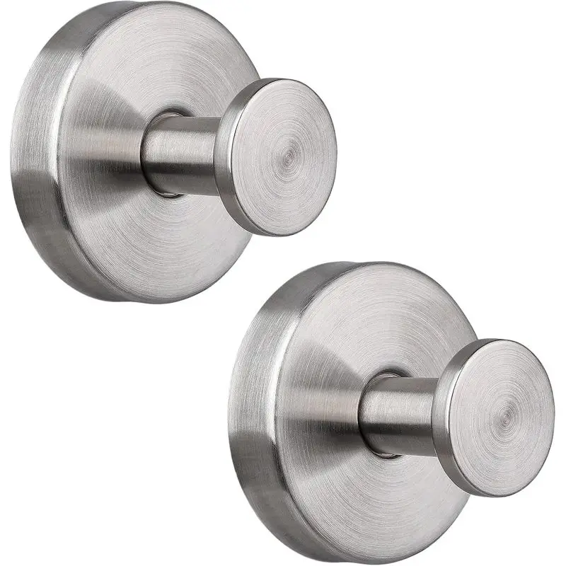 Suction Cup Hooks for Shower,  Suction Hooks for Hanging Towel Coat Loofah Robe up to 15 lbs, 2 Pack (Brushed Nickel) HJ