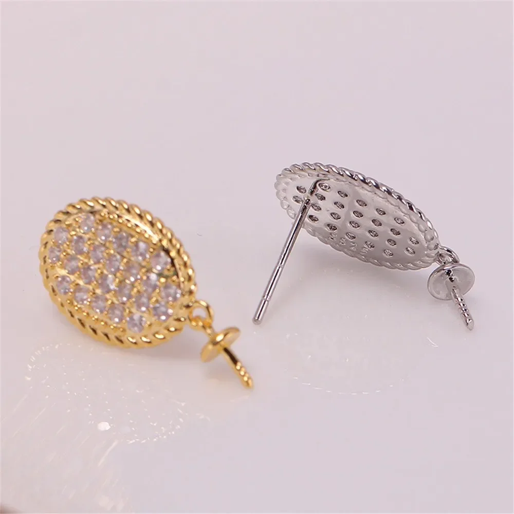 

Позолоченные серьги с жемчугом, принадлежности для изготовления ювелирных изделий своими руками, пустые основания для ушей для аксессуаров ручной работы, 1 пара без жемчуга