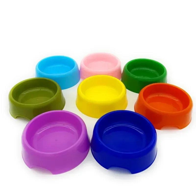 Solid Color Pet Bowl Plastic Dog Bowl Cat Bowls Round Single Bowls Thickened Eco-Friendly Pet Supplies Dog Accessories