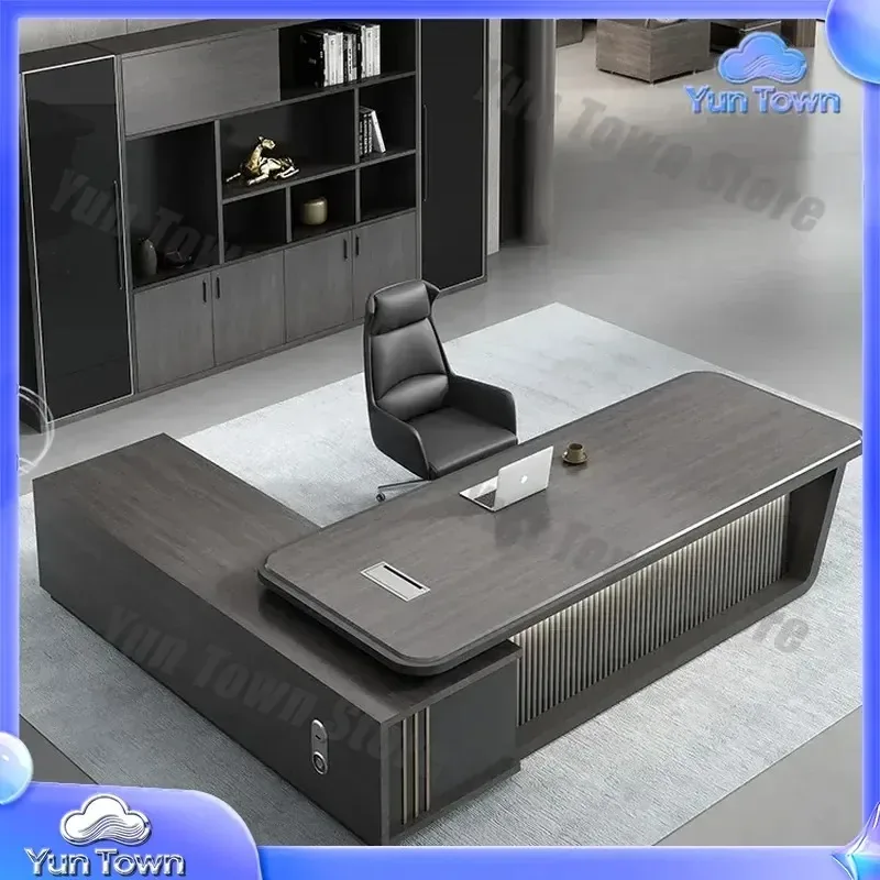 L Shape Office Desk for 2026 Modern Executive Office Furniture MDF Wooden Manager CEO Boss Desk Comfortable Workstation