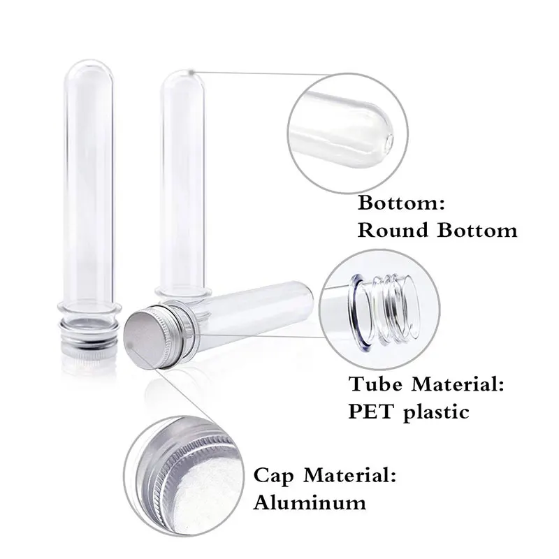 5 Stuks 40Ml Reageerbuizen Doorzichtige Plastic Buizen Met Deksels Voor Planten Wetenschappelijke Experimenten