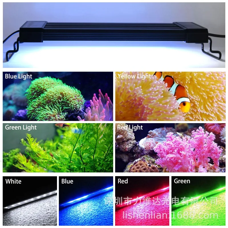 30-60cm Fish Tank 24/7 Full Spectrum Lighting LED Light Aquarium Decoration Aquatic Plant Growth Lamp IP68 Waterproof 100V-240V