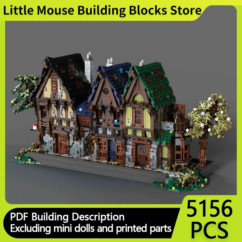 

Medieval Castle Model MOC Building Bricks Commercial Street Modular Technology Gifts Holiday Assemble Children Toys Suit