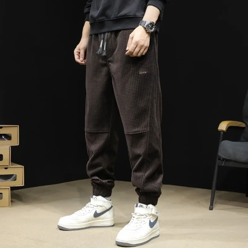 

Autumn Winter Men Corduroy Sweatpants Drawstring High Quality Loose Rib Leg Pants Harajuku Casual Running Sweatpants