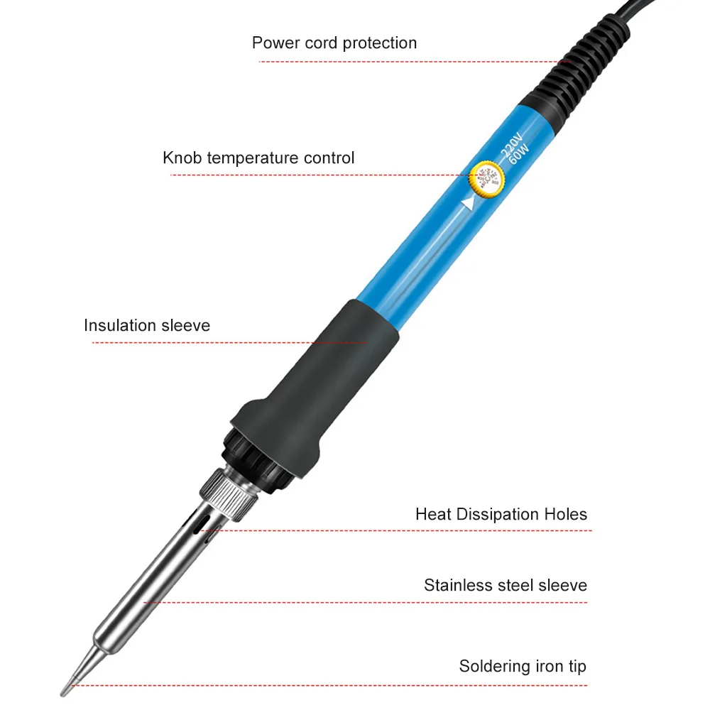 60W Digital Electric Soldering Iron Kit Set Temperature Adjustable 220V 110V Welding Tool Ceramic Heater Soldering Tips Rework