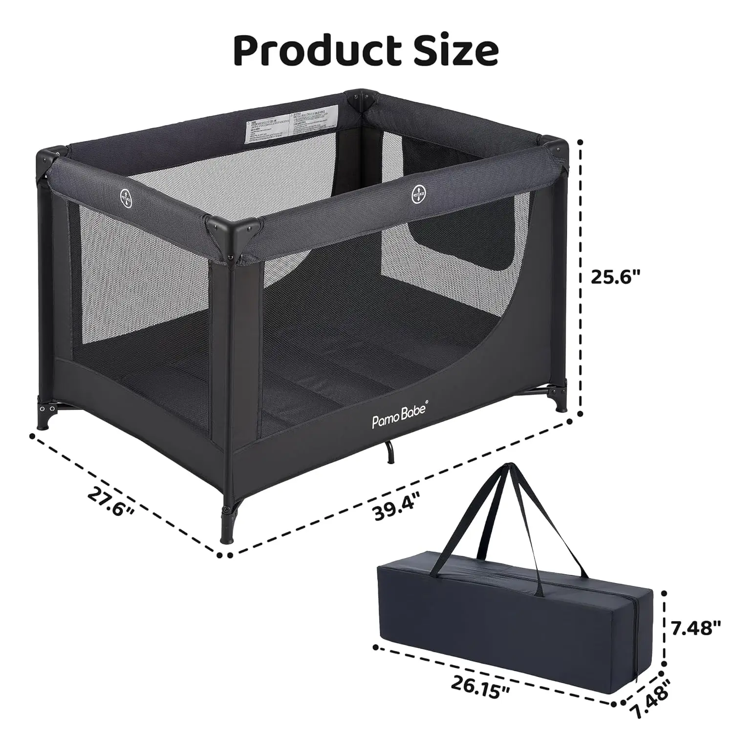 Portable Baby Playpen with Mattress & Carry Bag - Easy Fold Travel Crib for Infants 0-36 Months
