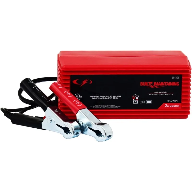 3-in-1 Battery Charger and Maintainer, SP1296, 2 Amps, 6 Volt, 12 Volt, Fully Automatic, for Motorcycle, Pow