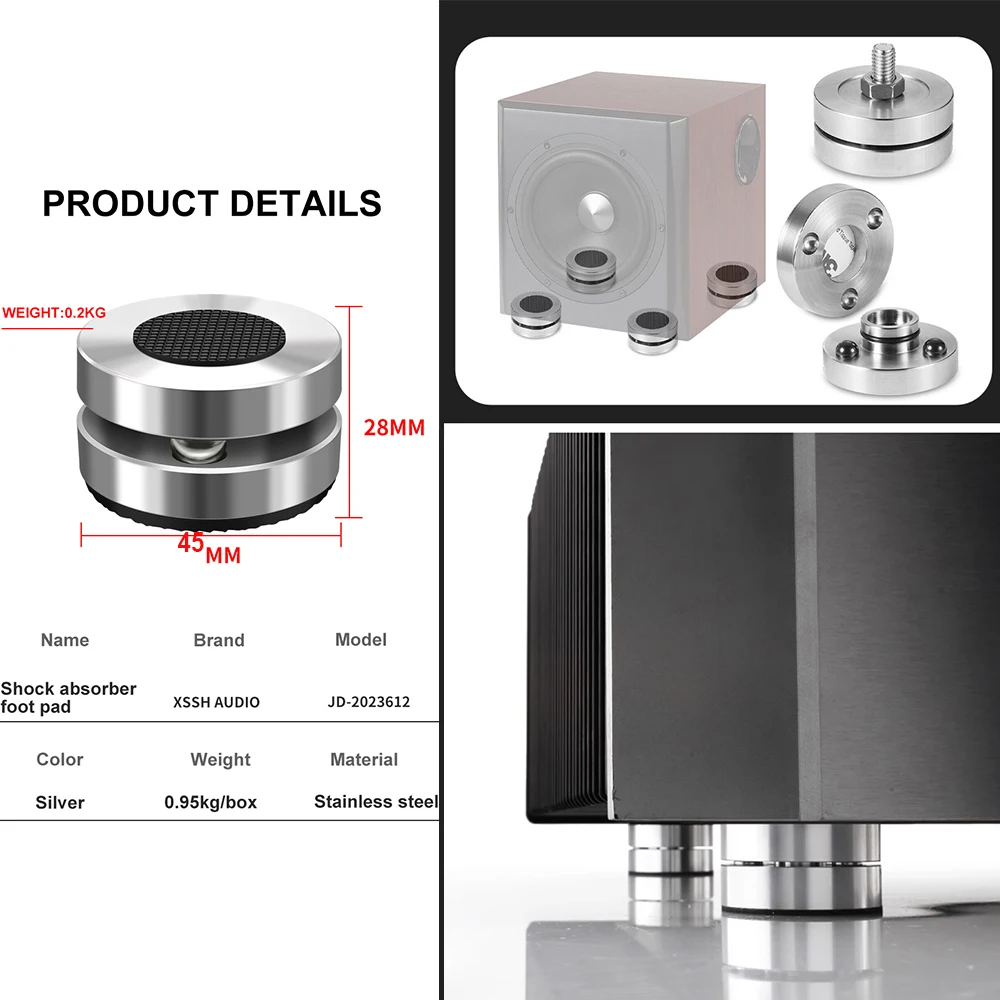 Thuis Theatersysteem Hifi Xssh Audio Audiofiele Schokdemping Pad Luidspreker Cd Versterker Stand Aluminium Isolatie Voet Stalen Spike