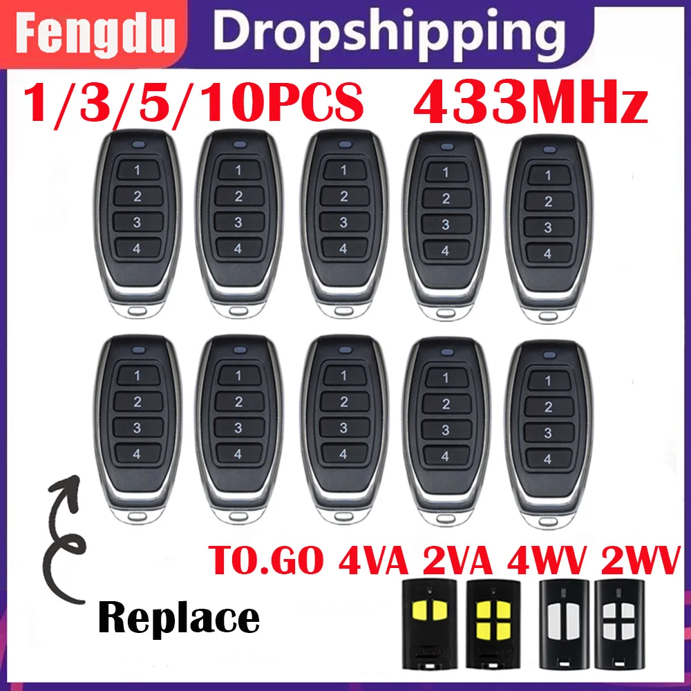 

10PCS TO.GO TOGO 2VA 4VA 2WV 4WV Remote Control 433mhz Rolling Code Hand Transmitter Garage Door Opener