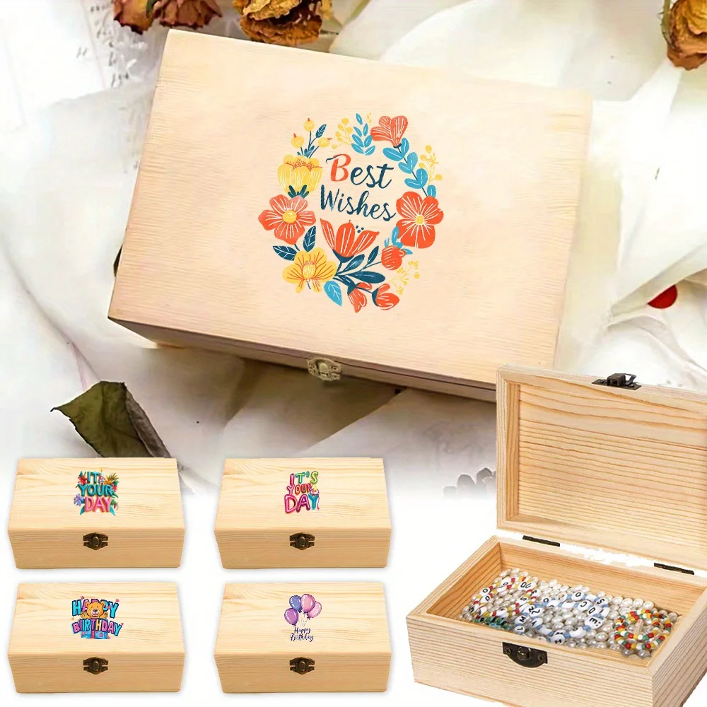 

Vintage Wooden Jewelry Storage Box Ring Earring and Necklace Storage Case Jewelry Display Case Birthday Pattern Ideal Gifts