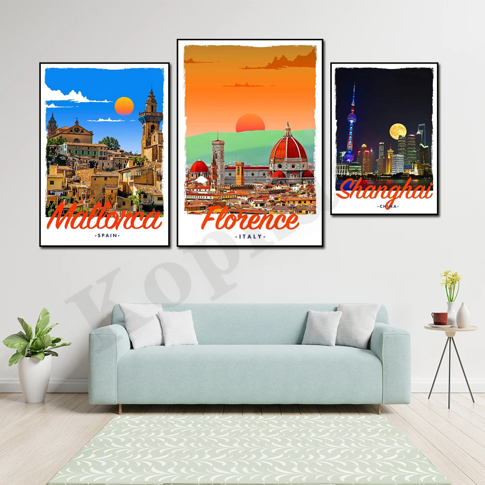 Bordeaux Havana Washington Florence Colombo Agum Bay Mallorca Lepi Sea Lisbon. City Travel Scenery. Home Decor Canvas Painting