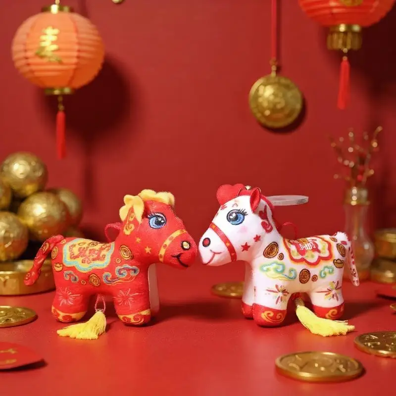 かわいいリアルな動物年馬マスコットぬいぐるみペンダントバックパック吊り下げ飾り