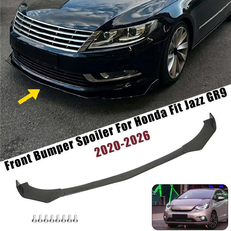 Sport Front Bumper Splitter Spoiler Lip For Honda Fit Jazz GR9 2020-2026 5Pcs Adjustable Sectional Car Exterior Tuning Body Kit