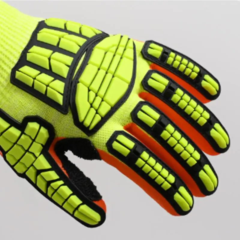 Anti Vibration Protective Work Gloves Cut Resistant High Quality With Oil-proof Nitrile Dipped Palm Glove