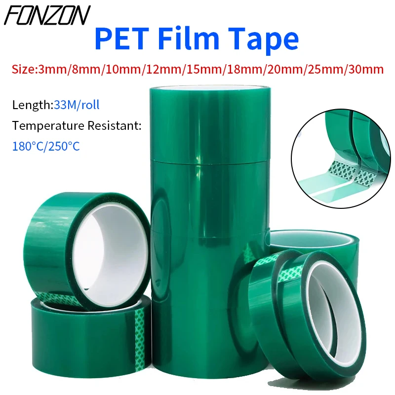 

Green PET Film Tape 3mm ~ 30mm High Temperature Heat Resistant PCB Solder SMT Plating Shield Insulation Protection tapes strips