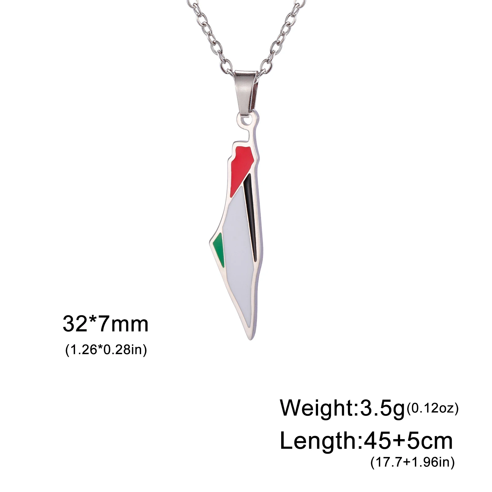 COOLTIME Palestine Map Flag Pendant Necklace for Women Stainless Steel Geography Map Shape Choker Chain Jewelry Wholesale - view 6