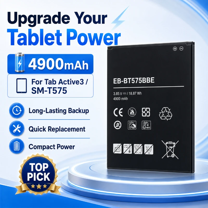 4900mAh EB-BT575BBE Tablet Battery for Tab Active3 SM-T575 Rugged Tablet High Capacity Long Lasting Replacement Battery Pack