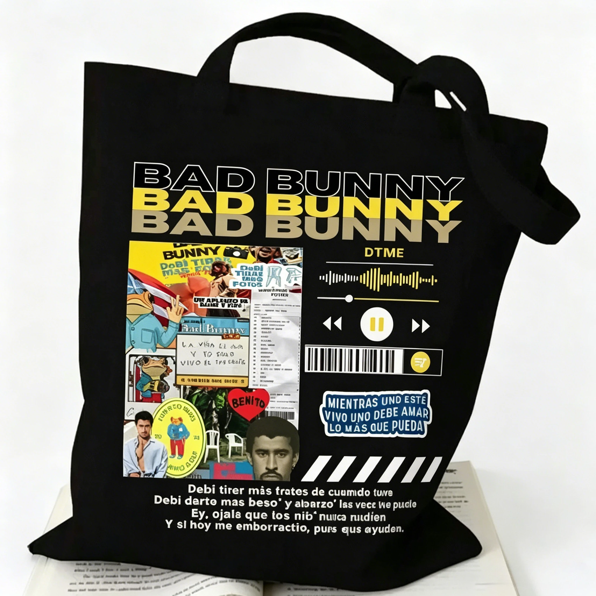 

2026 Hot Sale Rapper Bad Bunny Tour 2026 Debi Tirar Mas Fotos DTMF Eco-Friendly Reusable Shoulder Bag Casual Shopping Handbag