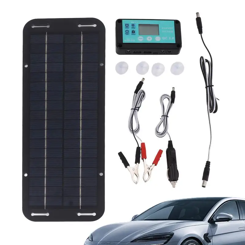 Solar Panel Car Battery Charger 20W 12V/24V Portable Waterproof Solar Power Charger Maintainer Solar Panel Charging Kit For Car