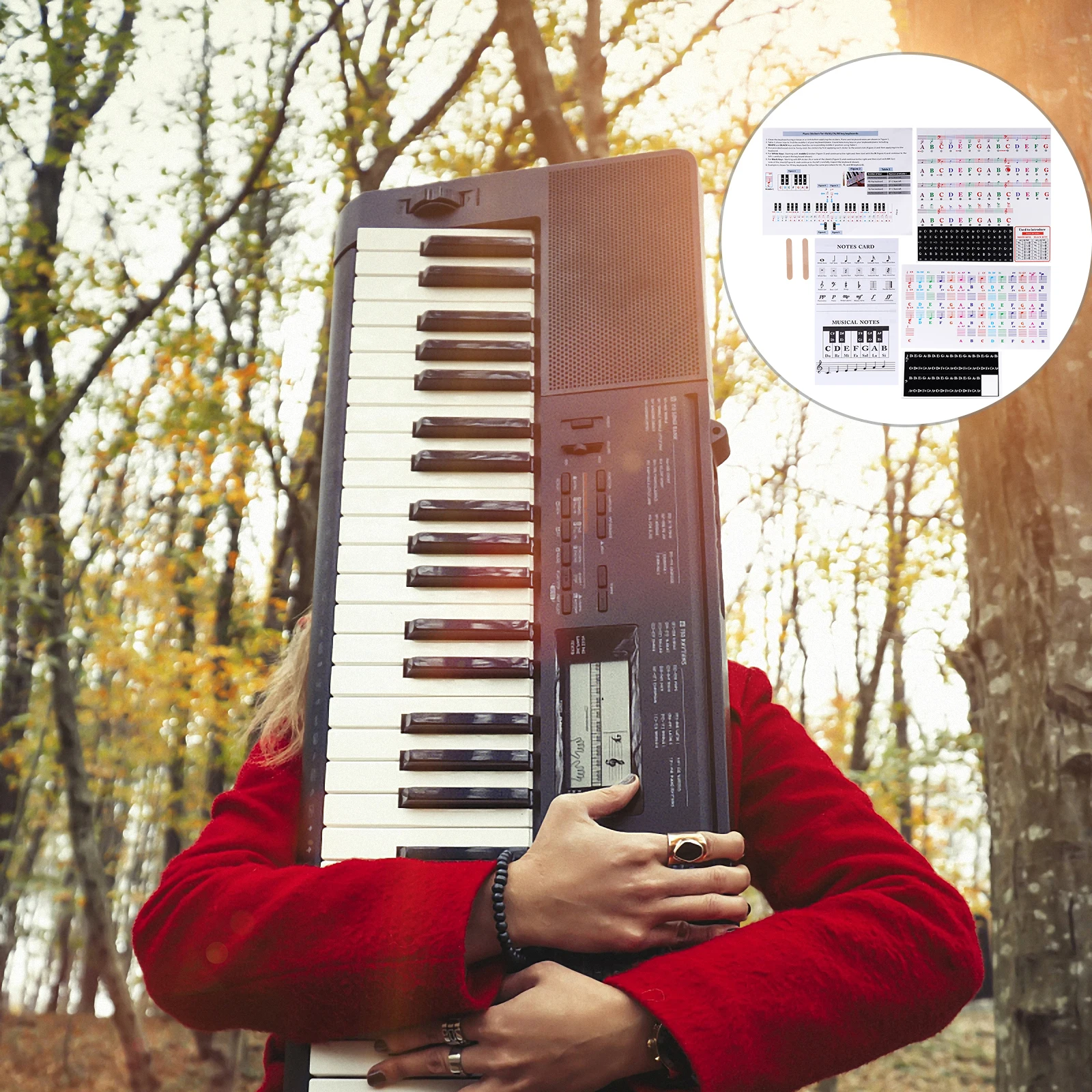 

2Sets Beginner Transparent Piano Stickers Removable Keyboard Labels for Kids Learning Teaching Instrument Accessories