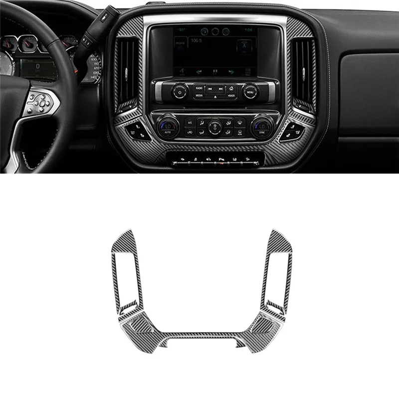 

F9-Carbon Fiber For Chevy Silverado GMC Sirrra 1500 2014-2018 Center Console Air Vent Cover Trim Interior Accessories