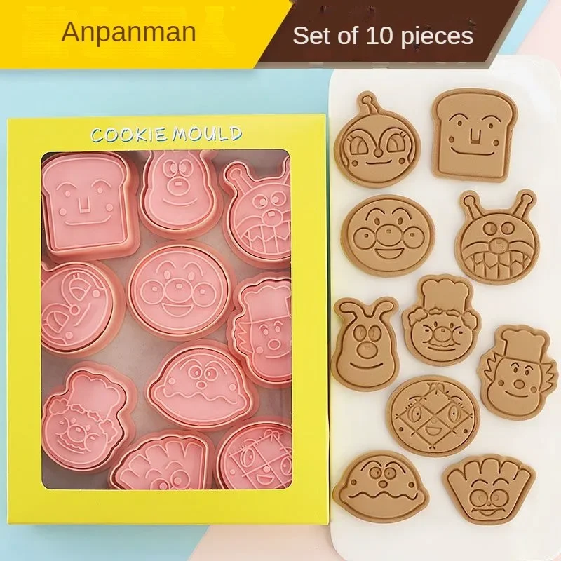 

Bandai anime Anpanman peripherals cute cookie mold small household baking DIY fondant mold 3D stereo pressing tool