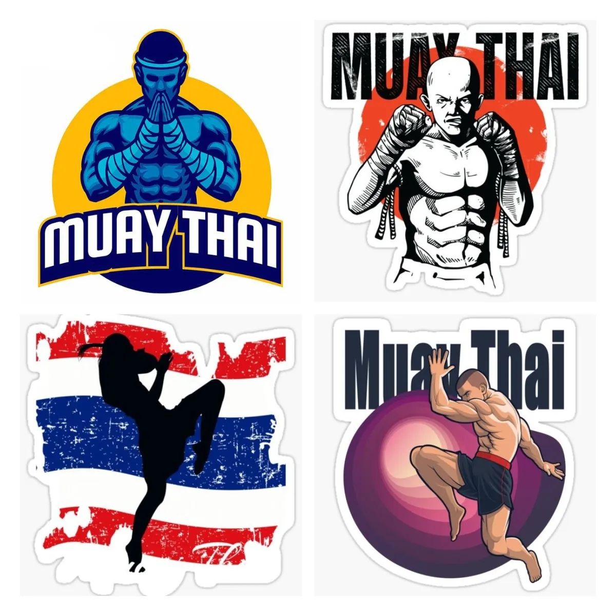 Muay Thai Fighter Salute Posing Car Sticker Funny Thailand Waterproof Decal Boxing Jumping To Attack Motorcycle Car Styling