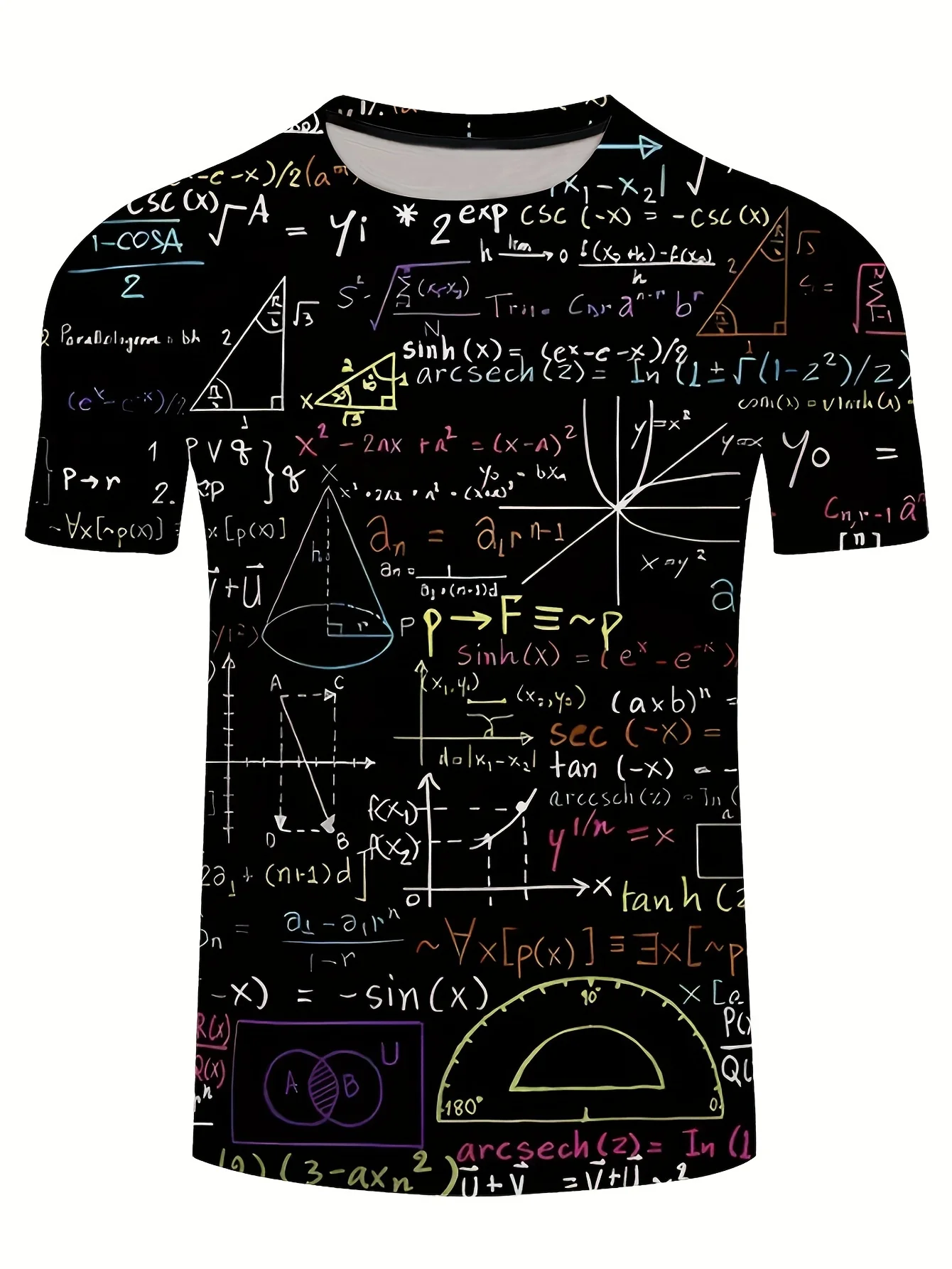 3D Digital Print Men'S T-Shirt Featuring a Scientific Equation Design, Perfect for Casual, Unique, Hip-Hop Party Streetwear