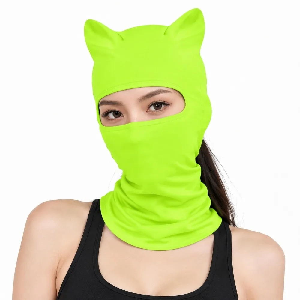 Fashion Polyester Fiber Cat Ear Face Mask Soft Sun Protector Neck Gaiter Quick Dry Windproof Balaclava Hat Summer