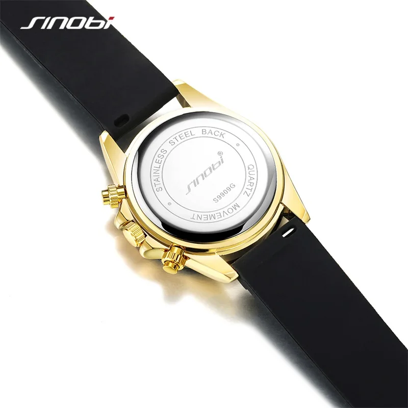 SINOBI Top Luxury Men\'s Watches Fashion Style Man\'s Quartz Wristwatches Chronograph Golden Men\'s Clock Male Relogios Masculino