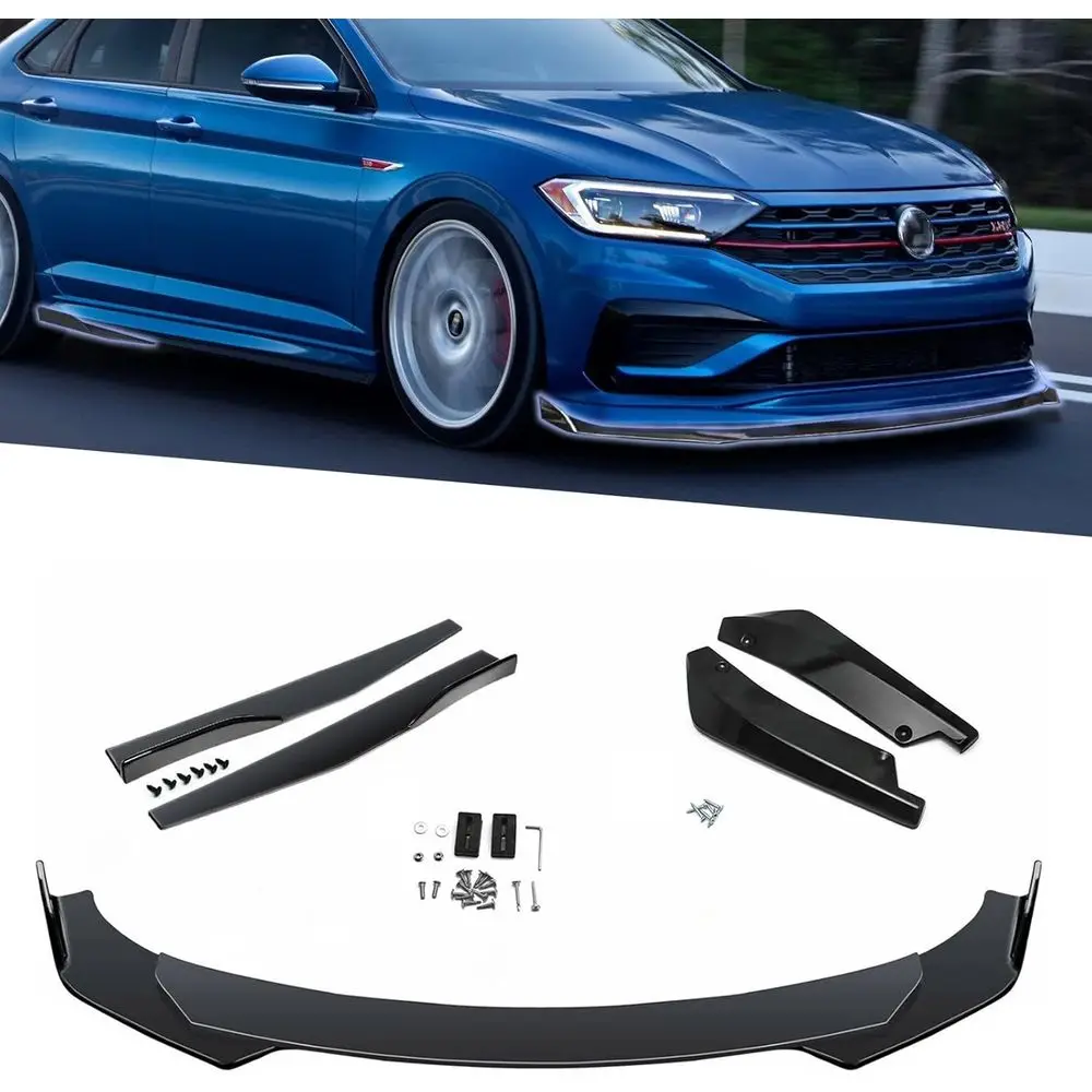 

ront Bumper Lip Spoiler + Side Skirt Splitter + Rear Bumper Lip Wrap Splitter Canard,Compatible with (Black)