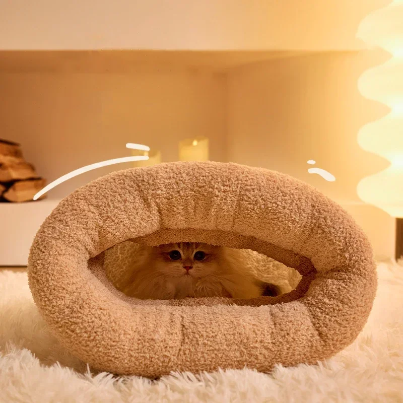 NEW Pet Sleeping Bag Winter Warm Soft Plush Semi Enclosed Cat Nest Sleeping Bag Home Cat and Dog Comfortable Bed Accessories