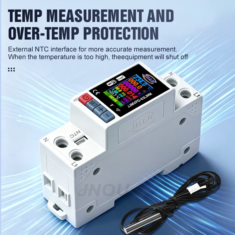 Smart WiFi DIN Rail Switch 1P Tuya APP Remote Control Circuit Breaker Energy Monitoring Timer Voltage Protection 63A 220V 230V