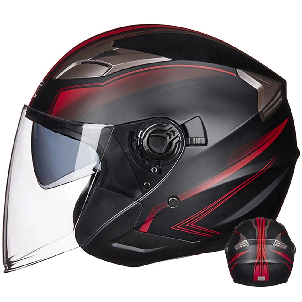 Casco Moto doppia lente Capacete De Moto Casco mezza faccia Cool Casco Moto Street Fashion Casco per uomo donna quattro stagioni