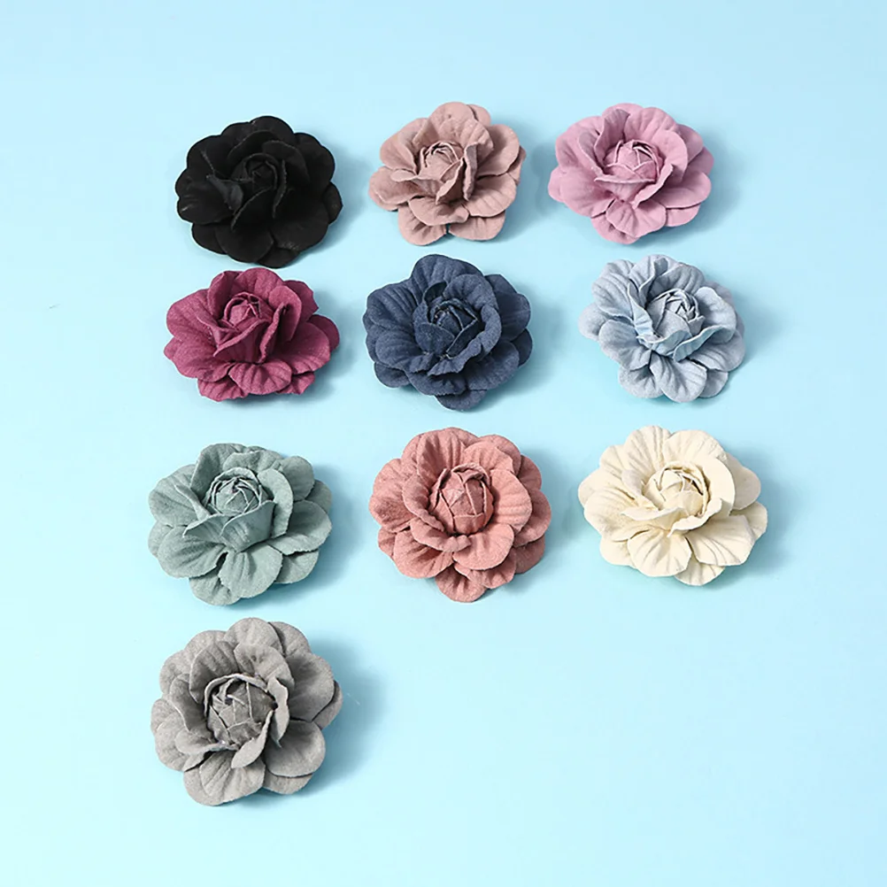 

10pcs Camellia Flower Accessories Microfiber DIY Decorative Flowers for Clothes Hair Headwear Garment Toppers