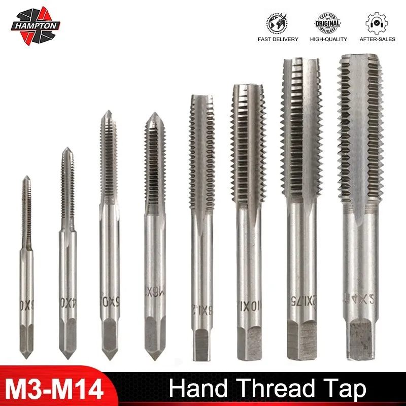 Hampton 1pc w prawo śruba ręczna wiertło do gwintowania Bit M3 M4 M5 M6 M7 M8 M10 M12 M14 gwintownik do metalu HSS wtyczka metryczna dotknij ręką z kranu