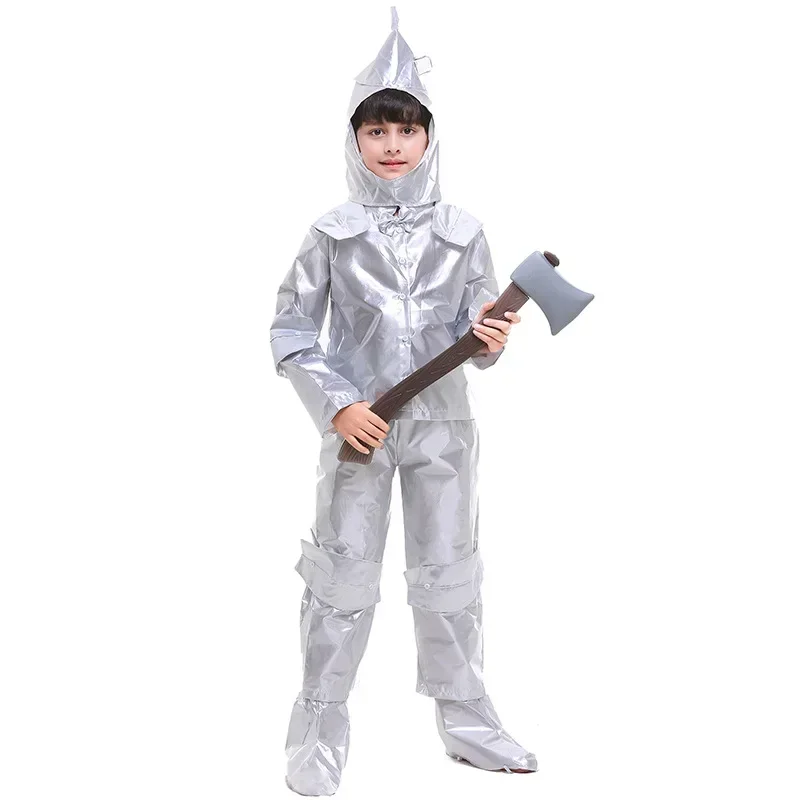 Kids Child Wizard of Oz Tin Man Cosplay Costumes for Boys Halloween Purim Carnival Party Mardi Gras Costume