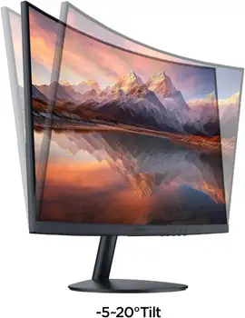 24palcový zakřivený monitor, zakřivený počítačový monitor s rozlišením Full HD 1080P, obrazovka 1500R, HDMI VGA, nastavení náklonu, LCD displej, ochrana zraku 10 nejlepší prodej 24palcový přenosný monitor - №7