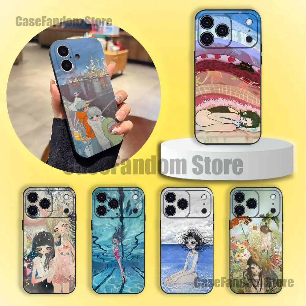 

Aya Takano paintings Wear-resistant Phone Case For iPhone 17,16,15,14,13,12,11,Pro,Max,Plus Black Soft Cover