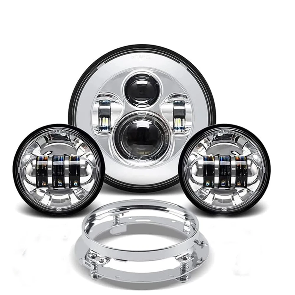 Faro proyector LED de 7 ", luz antiniebla de 4,5 pulgadas para Harley Touring Electra Glide Road King Softail Night Train Bad Boy
