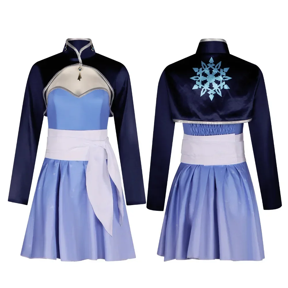 Anime Ice and Snow Romance Princess RWBY Cosplay Costume Disguise Suits Woman Halloween  Weiss Schnee Dress Clothing Cosplay