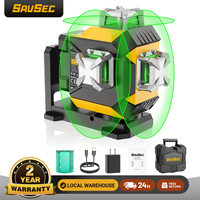3D 12 Lines Laser Level Green Beam Self-Level 360°Cross Line Alignment SAVSEC Adjust Bright Laser Tool with Large Li-ion Battery