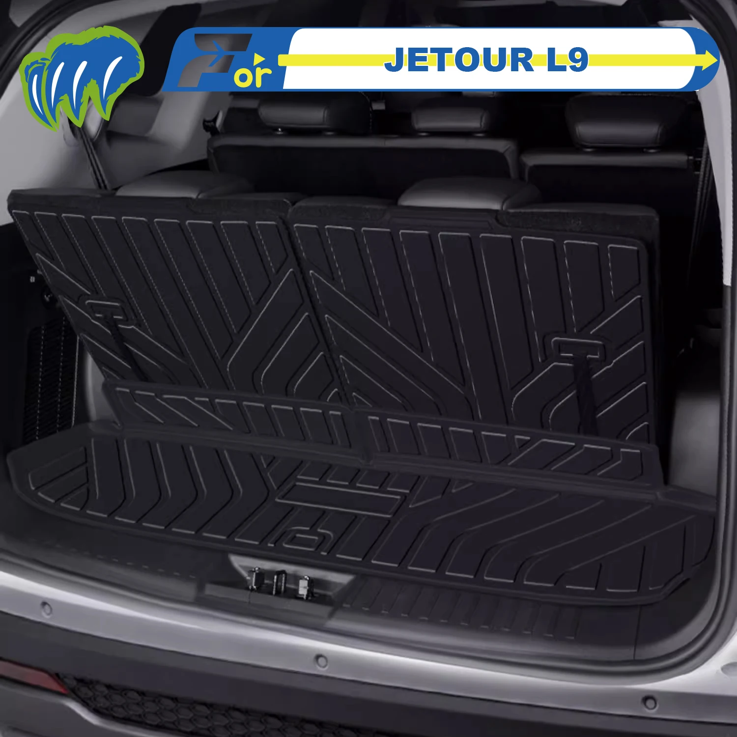 

For Chery JETOUR L9 2024-2025 Custom Fit TPE Car Trunk Mat Cargo Mat 3D Shaped Laser Measured Trunk Liners Chair-back Mat