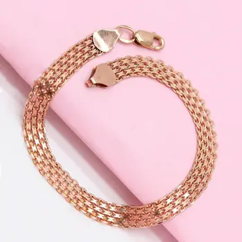 Zlaté náramky s 585 fialovými řetízky, pozlacené 14K růžovým zlatem, široké krajkové řetízky pro ženy, módní elegantní luxusní přívěsky, svatební šperky 12 nejlepší prodej krajka Swarovski - №8