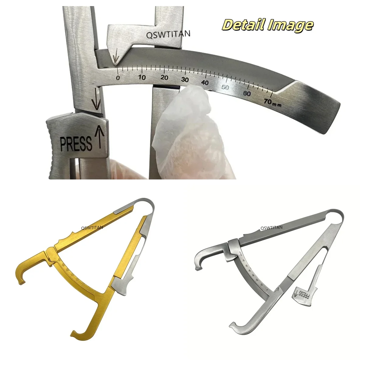 Skin Fold Thickness Caliper  Stainless Steel/Aluminum Alloy, 0-70mm Measuring Range