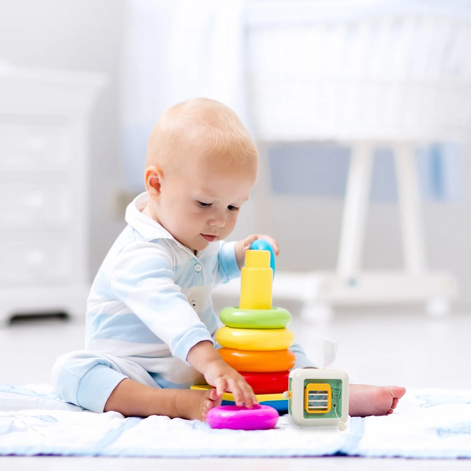 

Busy Cube Montessori Six-Sided Interactive Early Learning Cognitive Fine Motor Skills Airplane Travel Activity