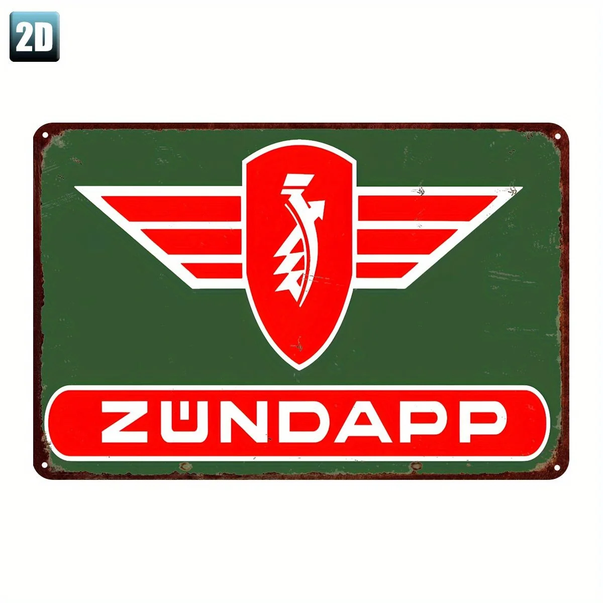 Cartel de chapa de Metal con logotipo de motocicleta Zündapp Vintage, decoración de garaje Retro con alas rojas y blancas, construcción resistente Co