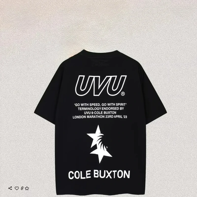 

Футболка с принтом букв UVU × CB Collaboration, уличная одежда в американском стиле, свободный крой, короткий рукав, унисекс