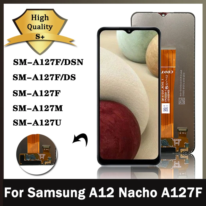 

6.5"New LCD For Samsung A12 Nacho SM-A127F A127 A12S LCD with frame Display Touch Screen Digitizer Assembly Replace